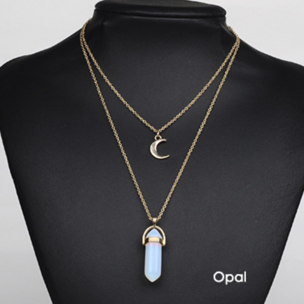 //CLEARANCE//Moon Crystal Layered Choker Necklace - Picture 6 of 8